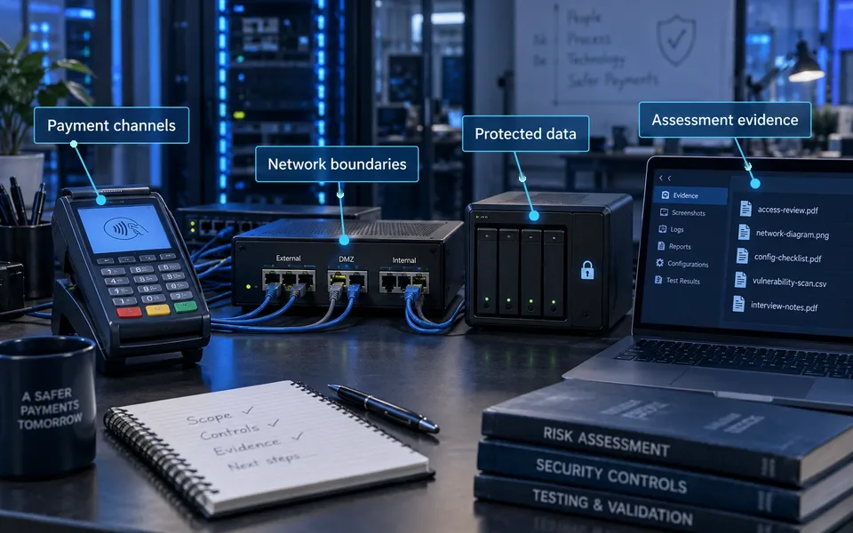 Protecting payment data and network boundaries: Payment channels, Network boundaries, Protected data, Assessment evidence.