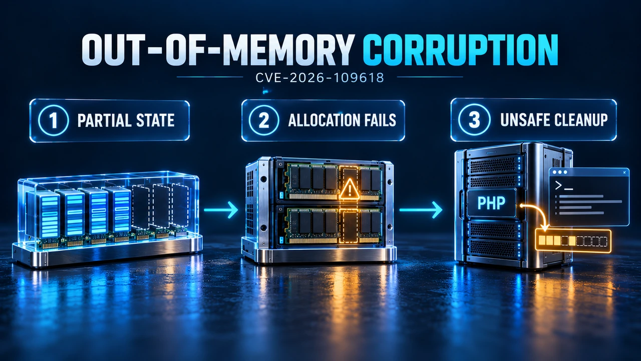 CVE-2026-109618: partially initialised request state, an allocation failure and unsafe cleanup. This is a software memory failure, not physical hardware damage.