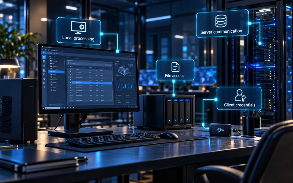 Desktop application security testing: Local processing, File access, Client credentials, Server communication.