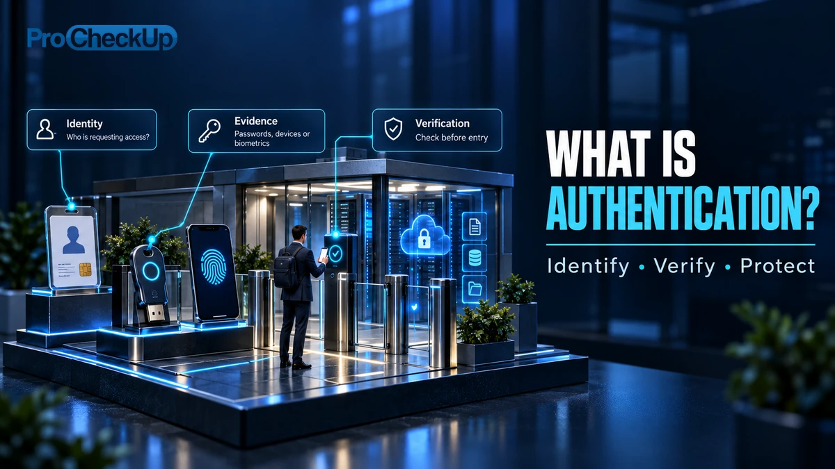 What Is Authentication?. Identify, Verify, Protect. Identity: Who is requesting access?; Evidence: Passwords, devices or biometrics; Verification: Check before entry.