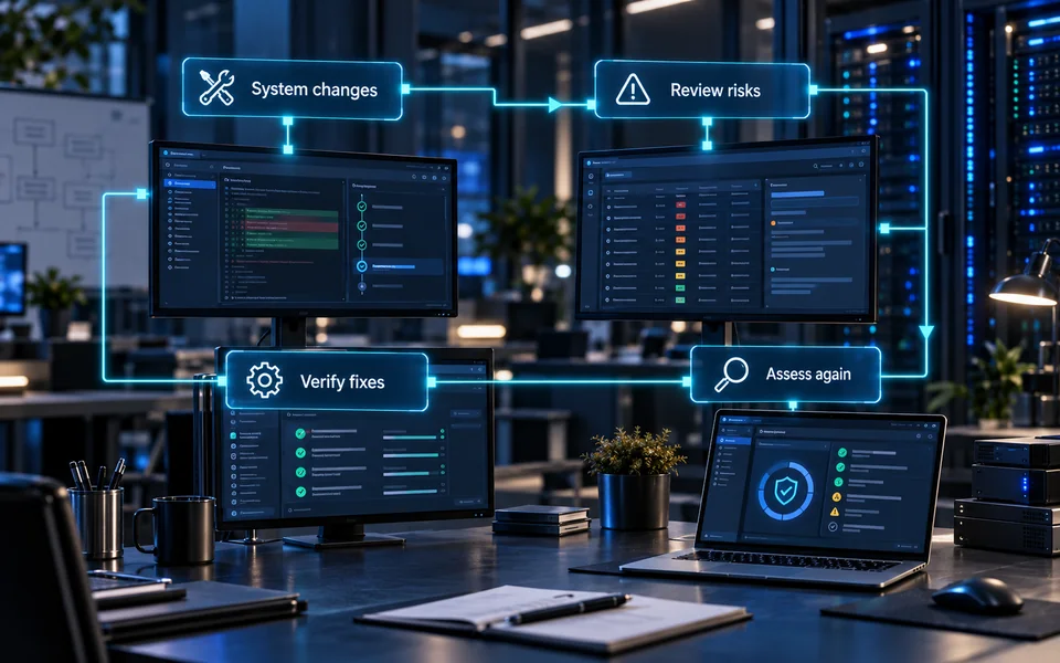 Ongoing security assurance: System changes, Review risks, Assess again, Verify fixes.