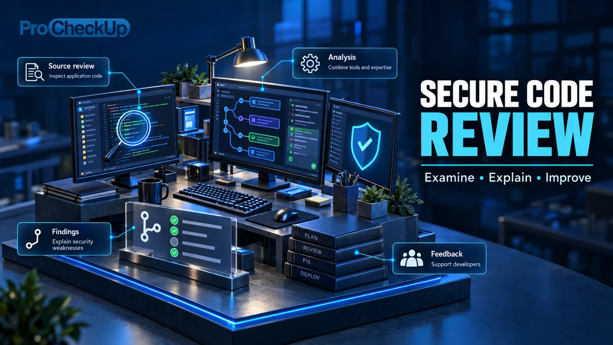Secure Code Review. Examine • Explain • Improve. Source review: Inspect application code; Analysis: Combine tools and expertise; Findings: Explain security weaknesses; Feedback: Support developers.