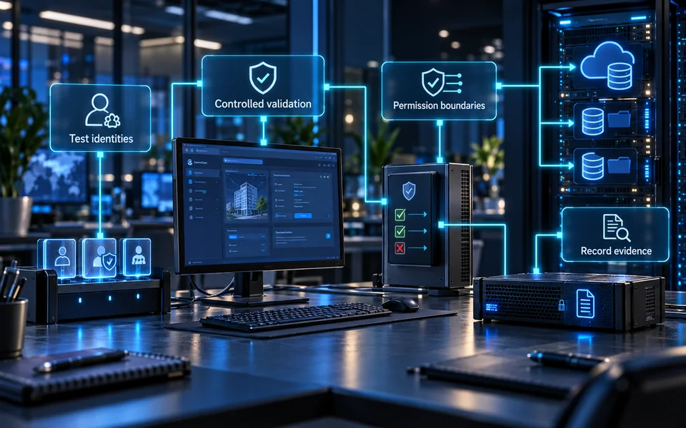 Controlled cloud access validation: Test identities, Permission boundaries, Controlled validation, Record evidence.