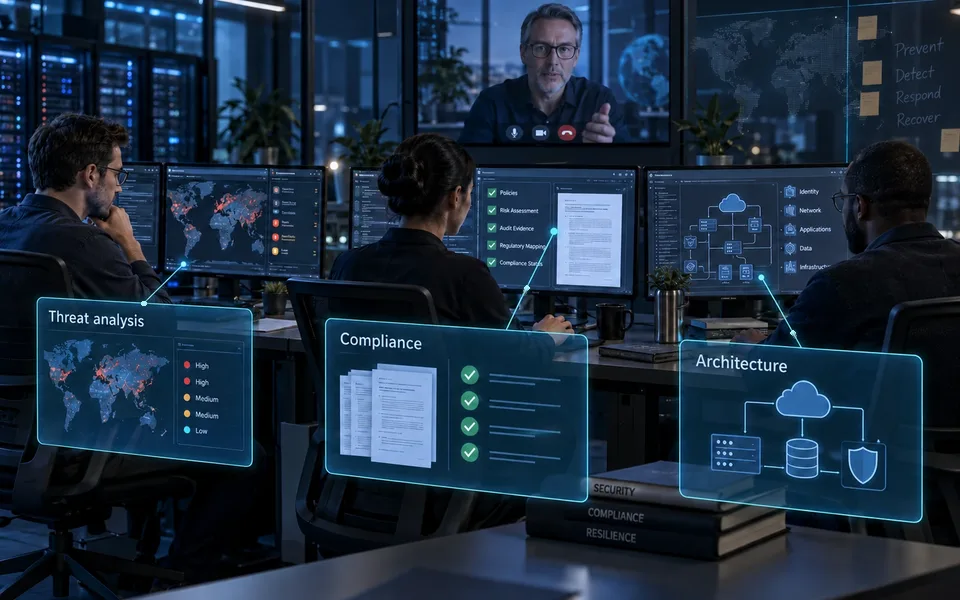 Cyber security expertise on demand: T, h, r, e, a, t,  , a, n, a, l, y, s, i, s, |, C, o, m, p, l, i, a, n, c, e, |, A, r, c, h, i, t, e, c, t, u, r, e.
