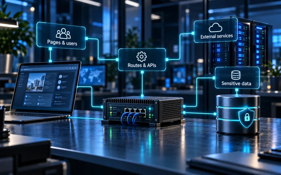 Discovery maps an application, its entry points, routes, integrations and exposed functionality.