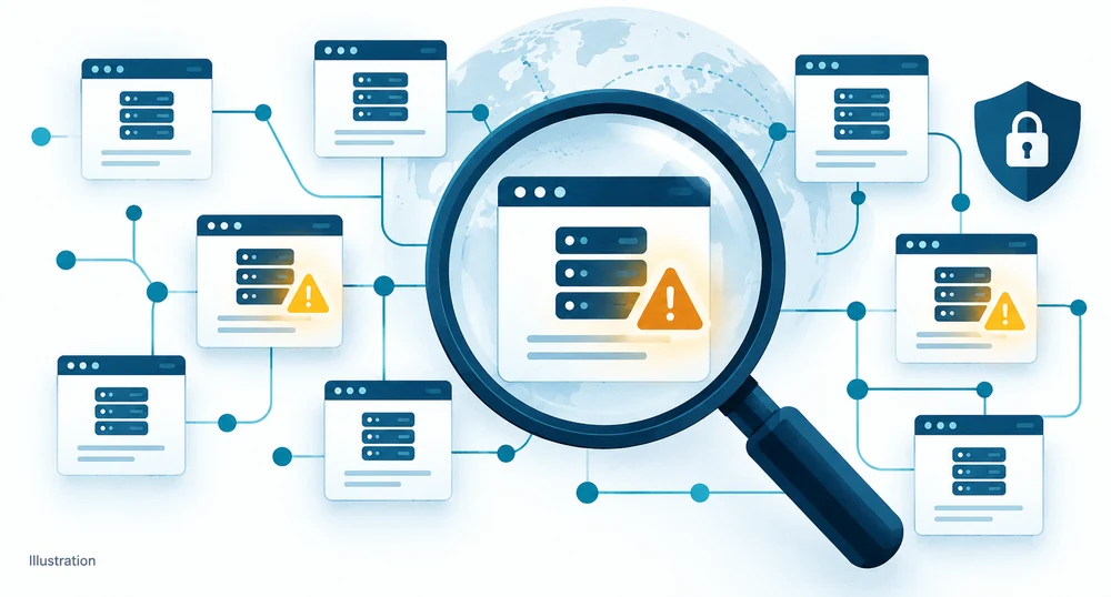 Illustration of searching for signs of compromise across multiple web servers.